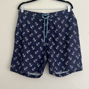 trunks surf and swim co mens swim shorts liner blue anchors nautical sailing L